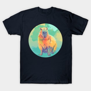 Colorful Capybara, Digital Illustration T-Shirt